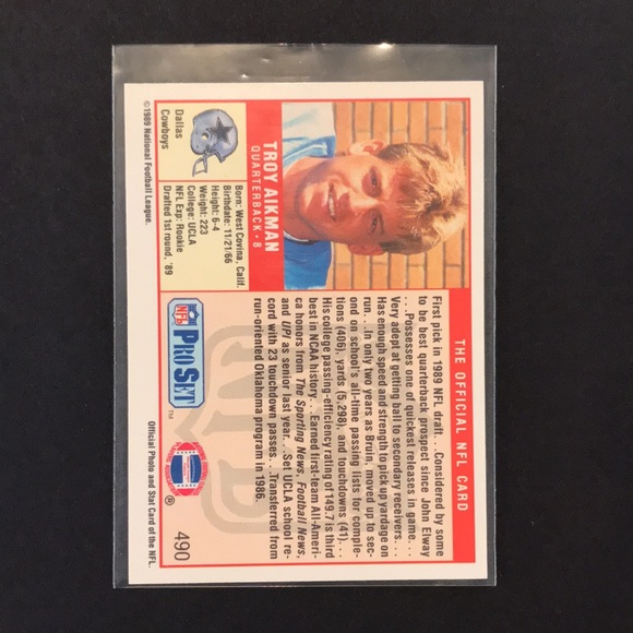 1989 Pro Set Troy Aikman rookie card - Picture 3 of 8